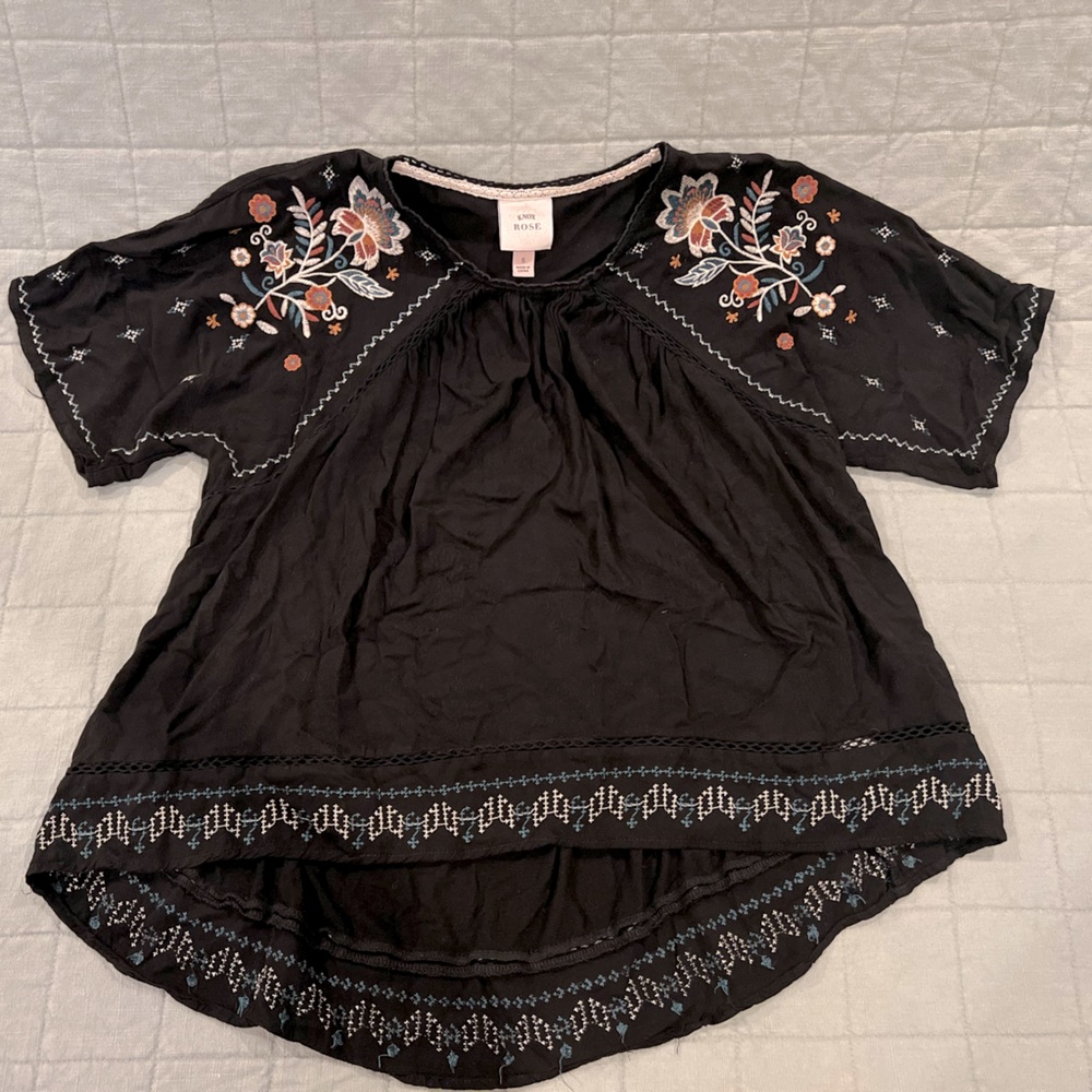Knox Rose Black Peasant Shirt Excellent Condition Small